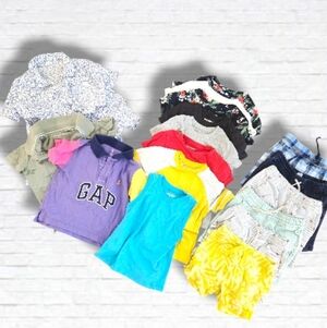 2T Toddler Boy Summer Shorts & Tees Clothing Bundle X 18 Pieces